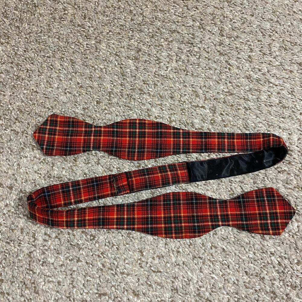Vintage Botany Wool Bow Tie Mens Plaid Holiday Christmas Preppy Formal Ivy Prep